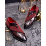 Pantofi eleganți de bărbați din piele naturala, Bordo - P1590
