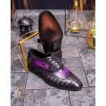 Pantofi eleganți de bărbați din piele naturala, Mov - P1608