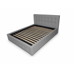 Pat tapitat cu piele ecologica 160 x 200 , cu somiera fixa, Culoare Gri, Hans