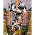 Tricou + Pantalon scurt, Alb cu dungi negre - CMP129