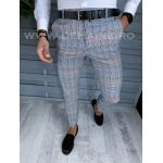 Pantaloni barbati eleganti regular fit gri in carouri B1561 B6-5.2 / 19-1 e ~