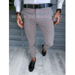 Pantaloni barbati eleganti regular fit in carouri B1910 17-4 e ~