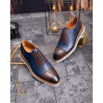 Pantofi Casual de bărbați, Talpa Înaltă, din piele naturala, Bleumarin - P1544