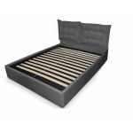 Pat tapitat Otto, piele ecologica, cu somiera fixa, 180×200, Culoare Gri, Ortopedicus