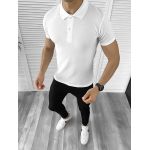 Tricou barbati alb slim fit ZR B1018 K6-1