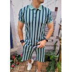 Tricou + Pantalon scurt, Verde cu dungi albastre - CMP124