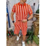 Tricou+Pantalon scurt dungi albe / orange - CMP123
