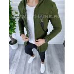 Cardigan barbati kaki cu gluga slim fit ZR T3615 K19