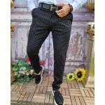 Pantaloni eleganți de bărbați, Negru cu dungi, Slim Fit si Conici - PN664