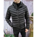 Geaca de barbati, Groasa, Neagra cu gluga - GC672
