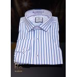 Camasa de barbati alba in dungi subtiri, bleu, croiala Slim-Fit - CR25