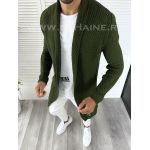 Cardigan barbati kaki slim fit ZR T3557 107-5 U7-2