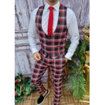 Compleu de barbati, Slim Fit, Bleumarin in dungi, Vesta si Pantalon - CU200