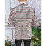 Sacou de barbati in dungi rosii / carouri, croiala Slim-Fit – SC511