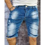 Blugi scurți de bărbați, Slim Fit, Albastru decolorat - PSC56