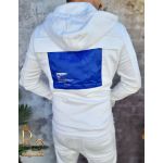 Bluza + pantaloni albi, de bărbați, cu buzunare frontale, Croiala Slim Fit - GB123