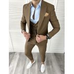 Costum barbati maro slim fit in sacou + pantaloni + vesta 11732 P18-5.3