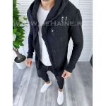 Cardigan barbati negru cu gluga slim fit ZR T3559 S2