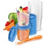 Set 20 recipiente, Philips Avent, 10x180 ml, 10x240 ml, Cu lingurita pentru intarcat, 10 buc- 180 ml, 10 buc- 240 ml, Transparent