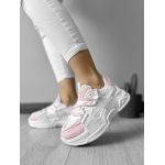 Adidasi dama casual cu talpa inalta albi cu roz CL2401 A39-2
