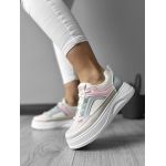 Adidasi dama casual cu talpa inalta bej cu roz CL2309
