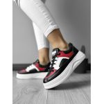 Adidasi dama casual cu talpa inalta negri cu rosu CL2309