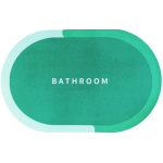 Covoras oval pentru baie model Bathroom absorbant si antiderapant verde 58x40cm