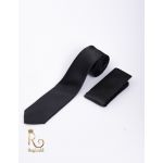 Cravata de barbati si batista neagra satin - CV864