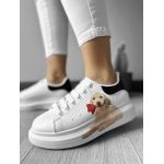 Adidasi dama casual alb cu negru FCL7033 A37-1