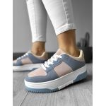 Adidasi dama casual albi cu albastru LA208