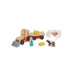 Melissa & Doug - Set De Joaca Excavator Din Lemn Cu Remorca