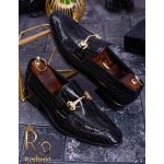 Pantofi de bărbați / Loafers, Lăcuiți cu model si accesoriu - P1223