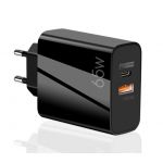 Adaptor Alimentare NEGRU 1 USB + 1 USB C 65W Incarcator Rapid si Cablu Type C