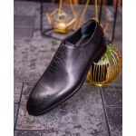 Pantofi cu siret barbatesti, negri din piele naturala - P1718
