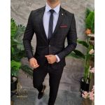 Sacou de bărbați negru in carouri, Slim-Fit - SC836