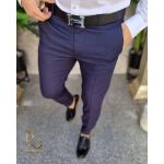 Pantaloni eleganti bleumarin, de barbati, croiala slim - PN743