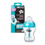 Biberon, Advanced, Anticolici, Cu sistem de ventilatie, Cu senzor de caldura, Cu tetina din silicon moale, Fara BPA, 260 ml, Tommee Tippee, 0 luni+, Albastru