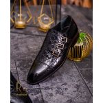 Pantofi de barbati, piele naturala, negri, 3 catarame - P1786