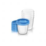 Set 5 recipiente, Philips Avent, Pentru stocare a laptelui matern, 180 ml, Transparent