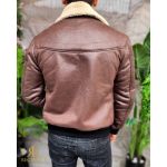 Cojoc maro, de barbati, interior imblanit complet, slim-fit - CJ009