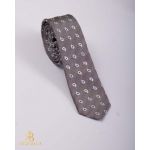 Cravata slim gri cu model- CV922