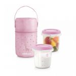 Geanta termoizolanta, Miniland, Cu 2 recipiente din plastic, 250 ml, Roz