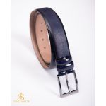 Curea din piele bleumarin cu model, catarama metalica- CP447