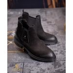Ghete de bărbați, negre din piele 100% naturala - GH136