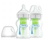 Set biberoane, Dr. Brown's, Options Plus, Anti-colici, 2 buc, Cu gat larg, PP, Fara BPA, 0-3 luni, 150 ml, Transparent