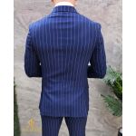 Costum de barbati Albastru cu dungi, nasturi aurii: Sacou si Pantalon - C4683