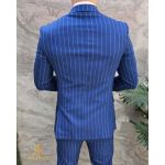 Costum de barbati albastru in dungi: Sacou si Pantalon - C4673