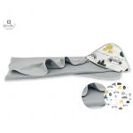 Prosop cu gluga, MimiNu, Mare, Dimensiune 100x100 cm, Din bumbac si thermo fleece, Materiale certificate Oeko Tex Standard 100, Grey/Childrens journey grey