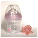 Chicco - Set promo biberon 150ml si suzeta silicon, roz, 0luni+