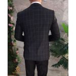 Costum de barbati, negru, Slim-Fit, Sacou, Vesta si Pantalon - C4744